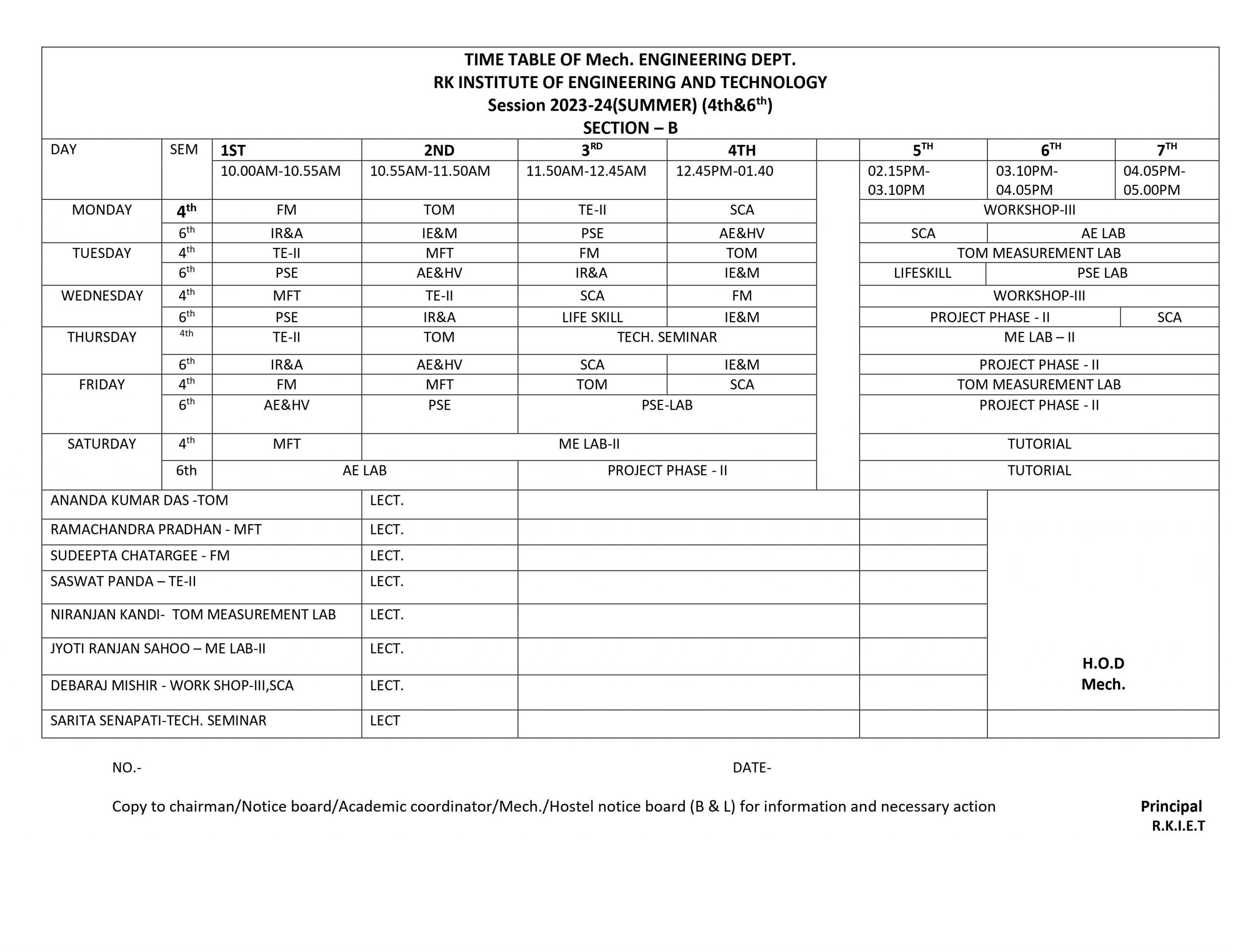 Elect. Time Table 2022-23,4th & 6th -002